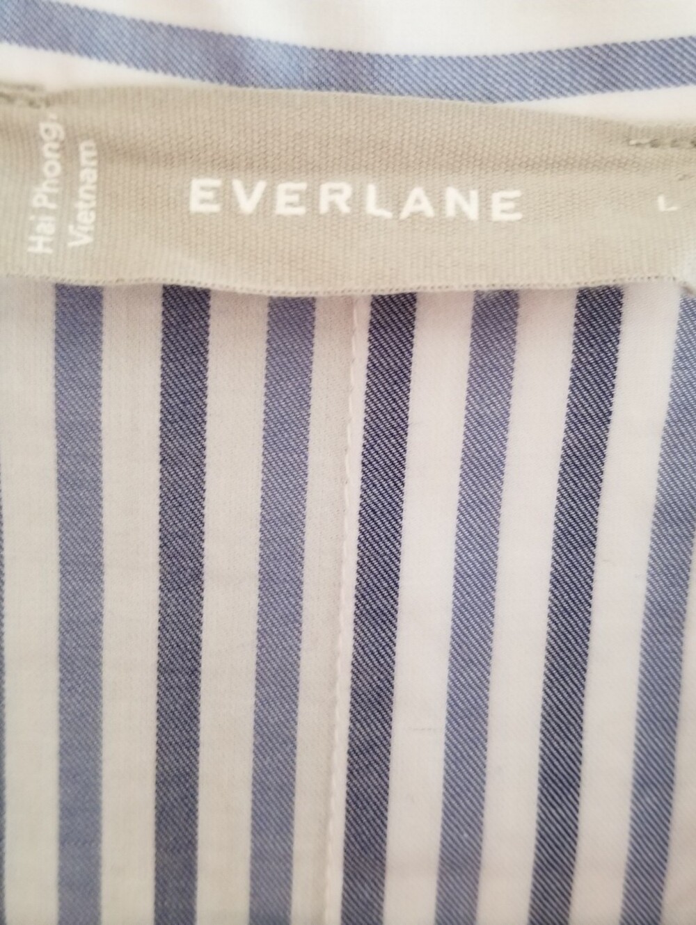 Everlane The Woven Striped Button Down Cropped Cotton PJ Top L NWT - Picture 8 of 8